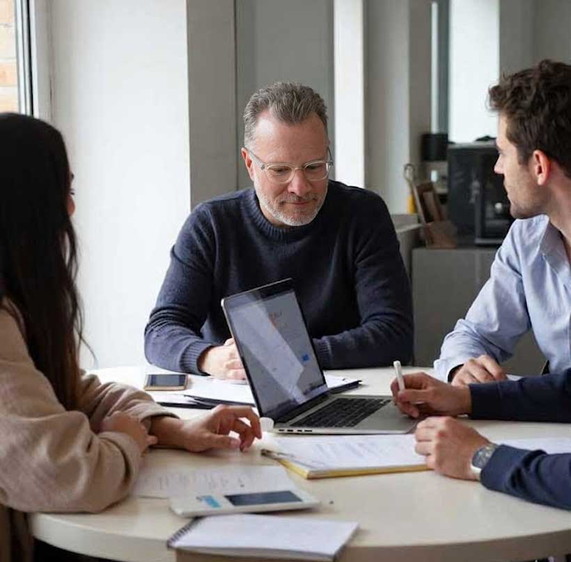 Jon working with a client at Check-in Smart Marketing